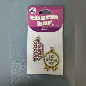 🛍️any 5 items for $15🛍️ charm bar anti social and I get out of bed today charms